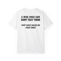 A Wise Voice Said Don’t Text Them | Funny Back Print Tee | Comfort Colors