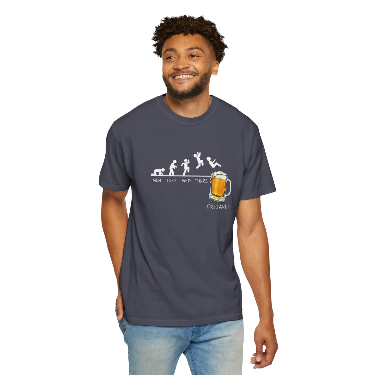 Funny Friday Beer Shirt | Monday to Friday Stick Figure Tee | Comfort Colors