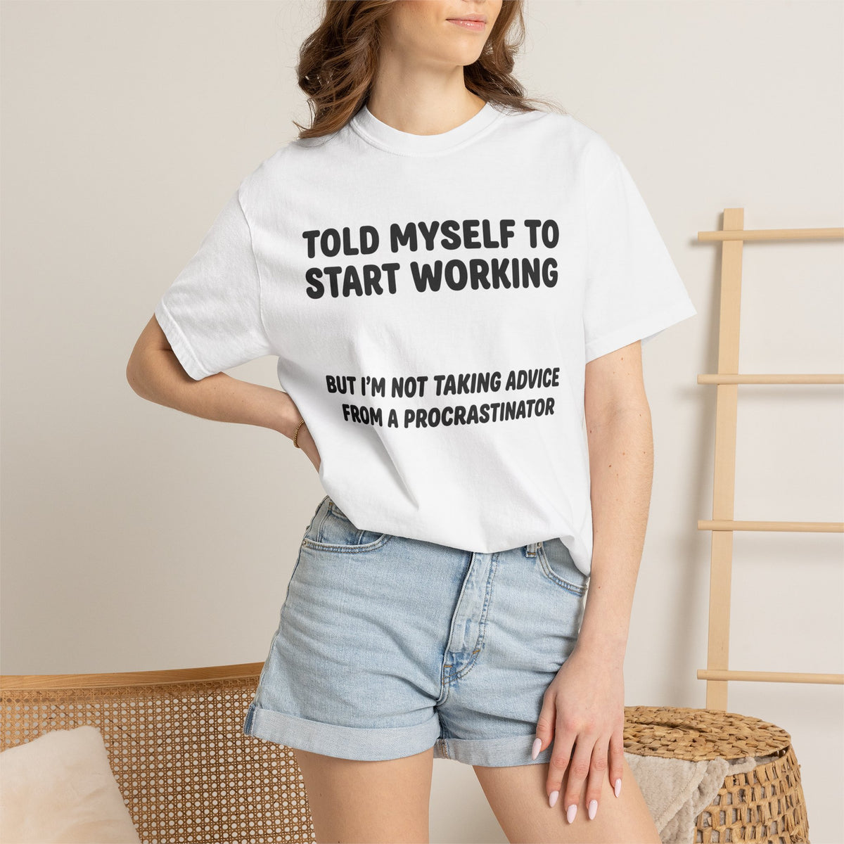 “Told Myself to Start Working” Procrastinator Tee | Funny Comfort Colors T-Shirt